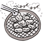 Sendai Gyuu Tan Tabehoudai Yakiniku Horumon Sakaba Tokiwatei - その【2】ホルモンは網の中央で焼いていく。
      ここが腕の見せ所！こまめに箸でなめし、良く水分を飛ばして煙を出す。きつね色になったらもう食べごろ～♪
      