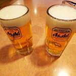 焼肉南大門 - 生ビール中（税込 ５５０円 × ２杯）