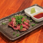 Seared beef with wasabi soy sauce