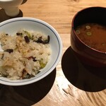 圓谷 - 飯物　山菜のご飯と味噌汁