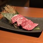 Specially selected raw skirt steak of Japanese black beef