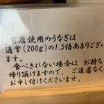 うなぎ亭 友栄 - メニュー