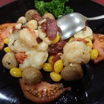 青龍 - ④大正エビ、フクロダケ、中華サラミ、銀杏の炒め