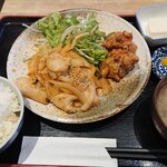 赤坂 ぽん輔 - しょうが焼き、唐揚コンビ定食 1,000円