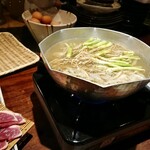ごん - 鴨鍋(セリとゴボウを鴨肉で)