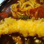 みのや本店 - 海老天カレーうどん+唐辛子