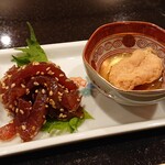 Sushifurukawa - 鮪のユッケと鯛の子の煮付け