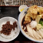 たけうちうどん店 - とり天ぶっかけセット（肉そぼろご飯）950円+50円