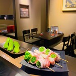 Yakitori Kafe Torigoya - 春の野菜串、空豆焼