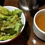 熟成肉バル 神保町style - ランチサラダとスープ(コーン味)