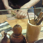かぶと - 串うち　作業中