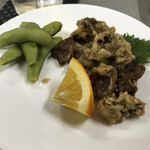 ごはんばー - 砂ズリの唐揚げと枝豆