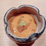 鮨 さかい - ボタンエビのウニソースかけ