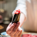 肉割烹 上 - 葱トロ手巻き寿司 リブ芯