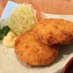 呑み喰い処　福わらひ - ハムカツ定食（ご飯大盛り）…税込500円