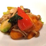 欣喜 - 信州サーモンと九条葱のピリ辛炒め