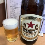 ほていちゃん - 立ち飲みカウンターのみの販売「サッポロラガー大瓶」420円也。