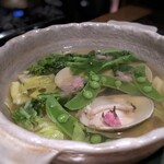 大どころ - 蛤（有明）と春野菜の鍋