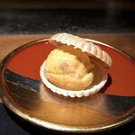 大どころ - 無花果のアイス・・無花果はラム酒漬けにしてあり、いい味わい。 最中の皮は炙ってあるので、サクサク食感。