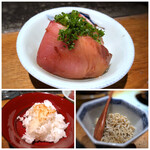 大どころ - ◆歯鰹はづけで頂きますが、厚い切り身が3切れ盛られいい味わい。 ご飯は土鍋で炊かれ、お代わり可能。自家製ちりめん山椒。 京都の料亭の〆のご飯のようですね。 こういう出し方こちらでは初めてですが、今後も続けて欲しいと思えるほど美味しく頂きました。