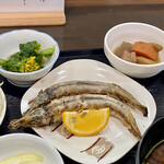 ささら - ニギス塩焼き 菜花からし和え 筑前煮