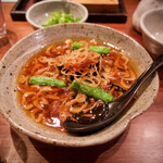 根津 釜竹 - 揚げナスの桜えび餡かけ 700＋VAT