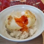 天ぷらめし 天之助 - 半熟玉子天はご飯の上に載せて召し上がって下さいとのこと