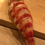 鮨 しゅん輔 - 車海老。天本置きで遊びます