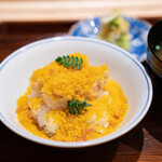 たきや - 河豚の天ぷらのご飯、唐墨 河豚のあら汁 香の物