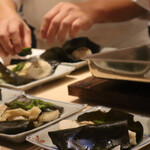 銀座 結絆 - 平目の松前蒸し　ポン酢　チーマディラーバ白舞茸