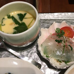 鳴子ホテル - 茶碗蒸し。刺身。