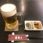 菊寿司 本店 - 生ビール・お通し