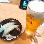 すし銚子丸 - ヒラメ　ビール