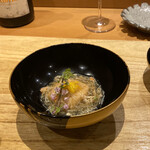 天ぷら たけうち - 焼き胡麻豆腐と松葉蟹の餡