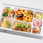 French cuisine Bento (boxed lunch) with saffron rice