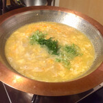 鳥田中 - 鍋の醍醐味　締めの雑炊です　スープは継ぎ足してもらいました