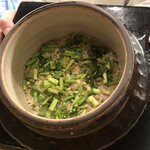 赤坂 菊乃井 - 昼懐石１００００円。甘鯛御飯。芹の風味がとてもよく、甘鯛の甘みを引き出します（╹◡╹）。お土産にいただき、冷めたものをお家でもいただきました。どちらも、とても美味しかったです（╹◡╹）