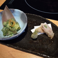 銀座しゃぶ通 マロニエゲート店 - 九枚笹（くまいささ）コース：先付け2品