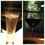 Gyuunabe Airon - スパークリングワイン（ドメーヌシャンドン）グラス800円、ワイン（クズマーノ カベルネ ソーヴィニヨン）グラス700円