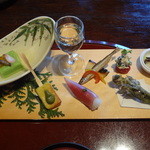 秀月 - 食前種、酒肴7種盛り