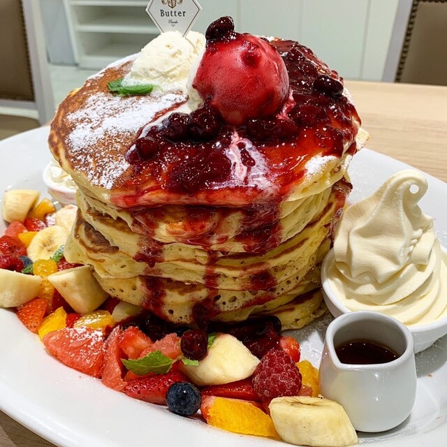 フワパリ食感のキャラメリゼスフレパンケーキ By Kaze Gourmet バター 錦糸町parco店 Butter 錦糸町 カフェ 食べログ