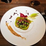 創作イタリアン Gemelli - 初鰹とアスパラガスを春キャベツで包んだテリーヌ～バルサミコマヨネーズソース～