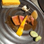 日本料理・利休 - 福島牛サーロイン 季節の焼野菜