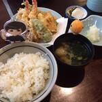 天ぷら きよし - 天ぷら定食とナカノさんと新アナゴさん。