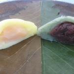 京菓子司 壽堂 - 半分に切った、味噌と粒餡