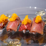 プレゼンテ スギ - 2020.3 杉寿司（ガルムと昆布でGVした大間本鮪中トロ、インサラータ・ディ・リゾ、イタリア産ウインタートリュフ、セミドライ卵黄カラスミ）