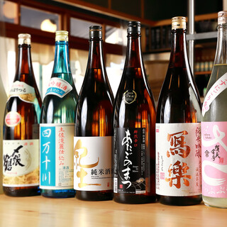 Over 15 types of local sake available