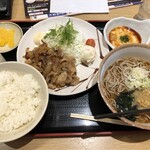 山田うどん食堂 - 生姜焼き定食 Aセット 950円税込