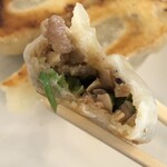 独一処餃子 行徳店 - 特製はガツ、ピーマン、腸詰、豚肉の餡