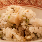 中善 - お揚げ、タイラギ貝、新海苔のご飯